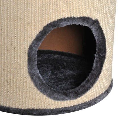 PawHut Cat Tree, Plush, ?38x70H cm-Beige/Grey