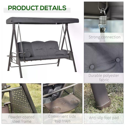 outsunny-3-seater-garden-swing-chair-outdoor-hammock-bench-w-adjustable-canopy-cushions-and-cup-trays-steel-frame-dark-grey