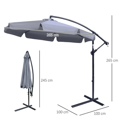 outsunny-2-7m-banana-parasol-cantilever-umbrella-with-crank-handle-and-cross-base-for-outdoor-hanging-sun-shade-dark-grey