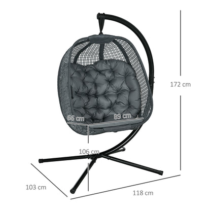 outsunny-outdoor-swing-chair-w-thick-padded-cushion-patio-hanging-chair-w-metal-stand-foldable-basket-cup-holder-dark-grey