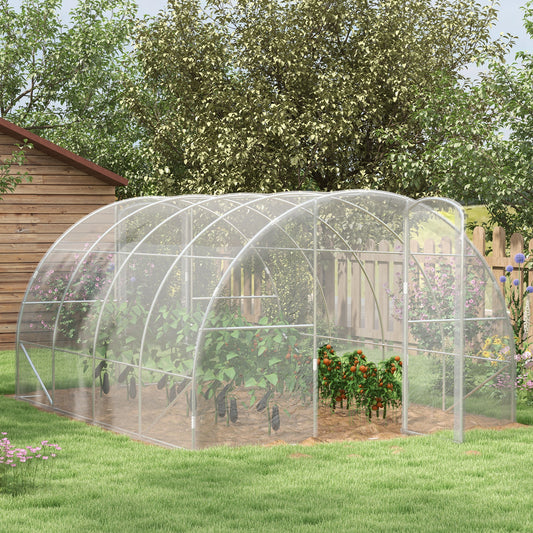 outsunny-polytunnel-greenhouse-walk-in-grow-house-with-pe-cover-door-and-galvanised-steel-frame-4-x-3-x-2m-clear