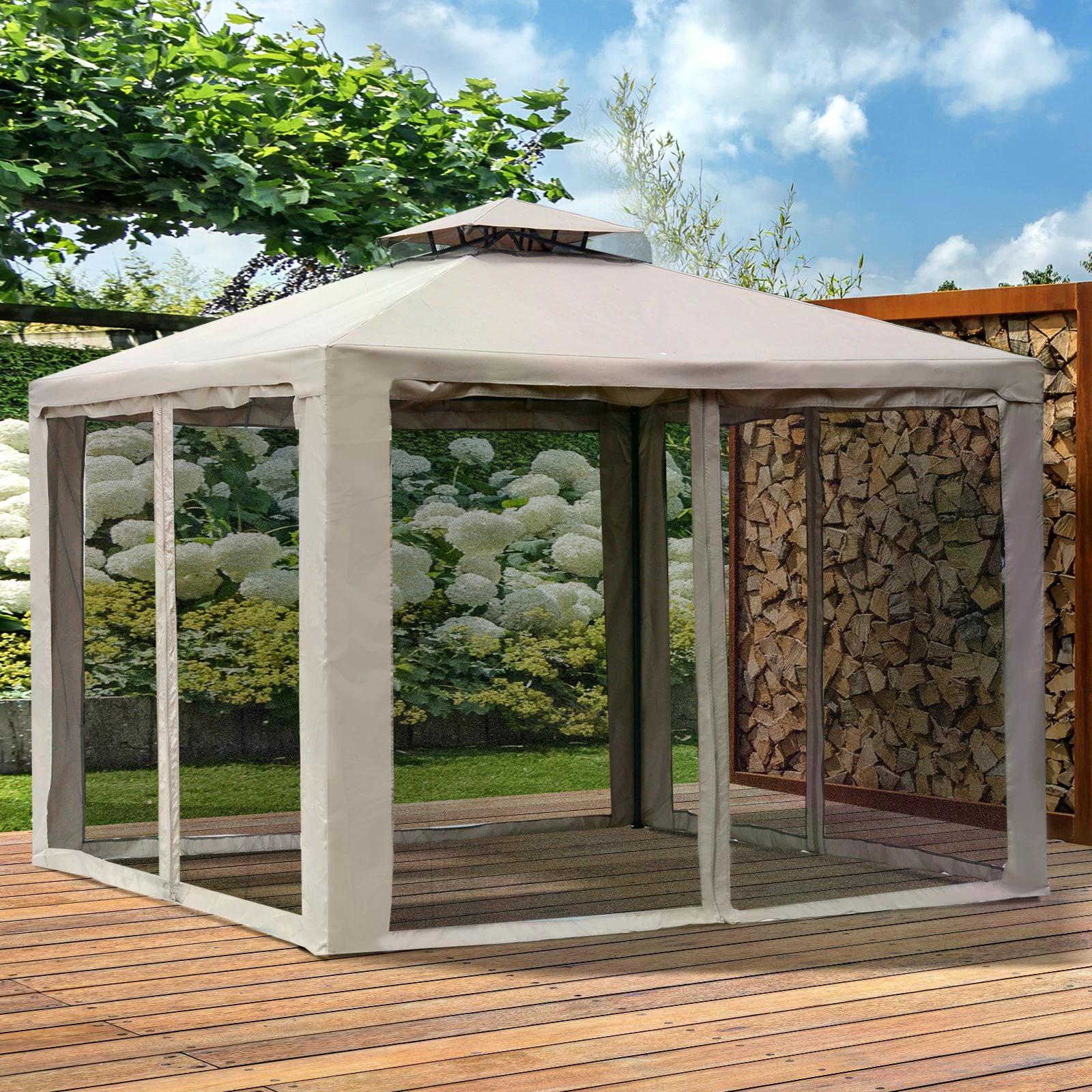 outsunny-outdoor-garden-gazebo-tent-2-tier-roof-w-netting-295l-x-295w-x-263hcm-taupe