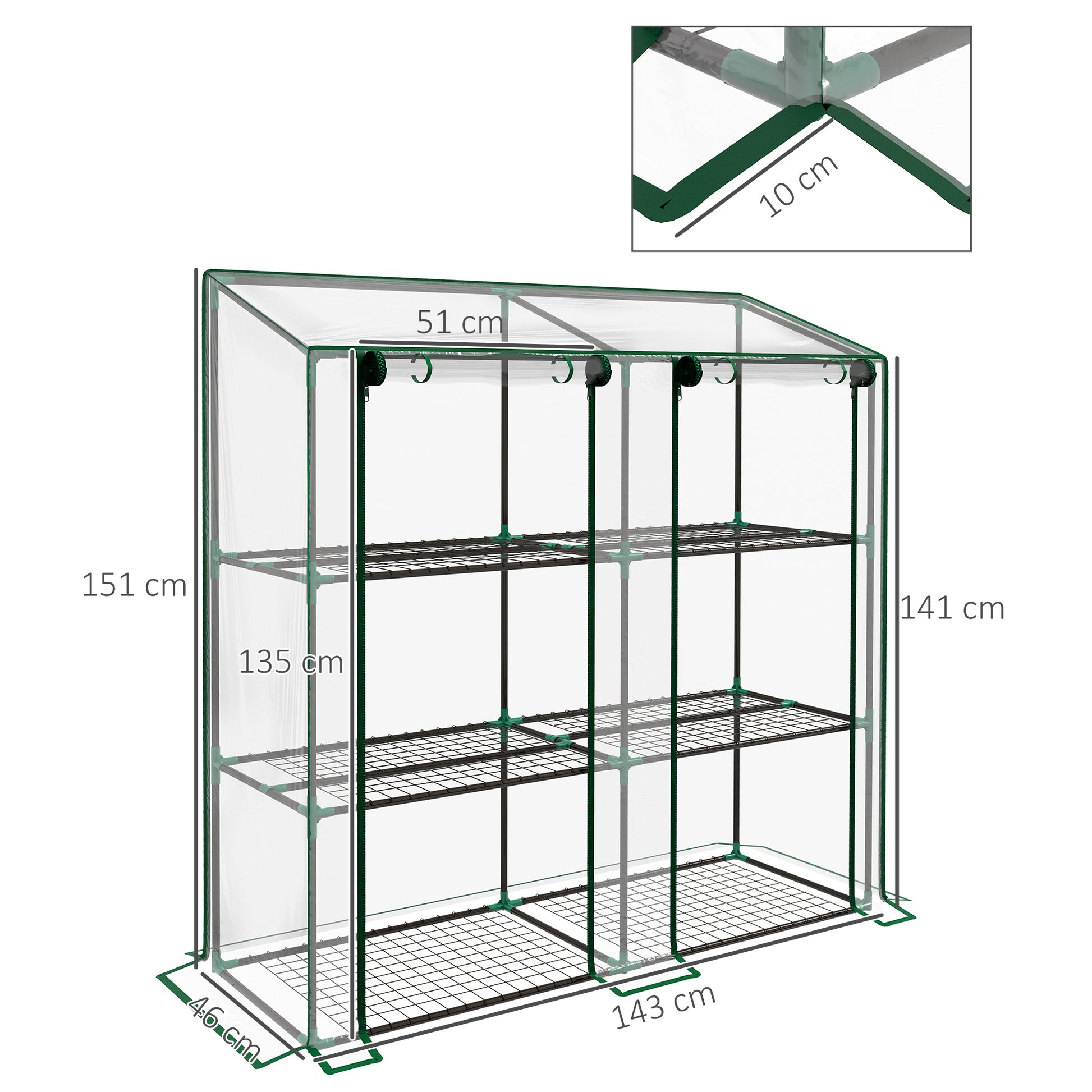 outsunny-3-tier-6-wire-shelves-reinforced-mini-greenhouse-clear