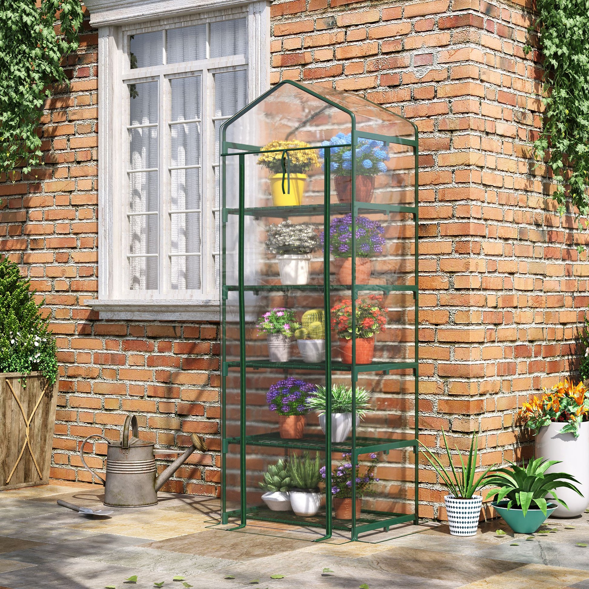 outsunny-5-tier-greenhouse-outdoor-flower-stand-pvc-cover-portable-shed-metal-frame-transparent-69-x-49-x-193cm