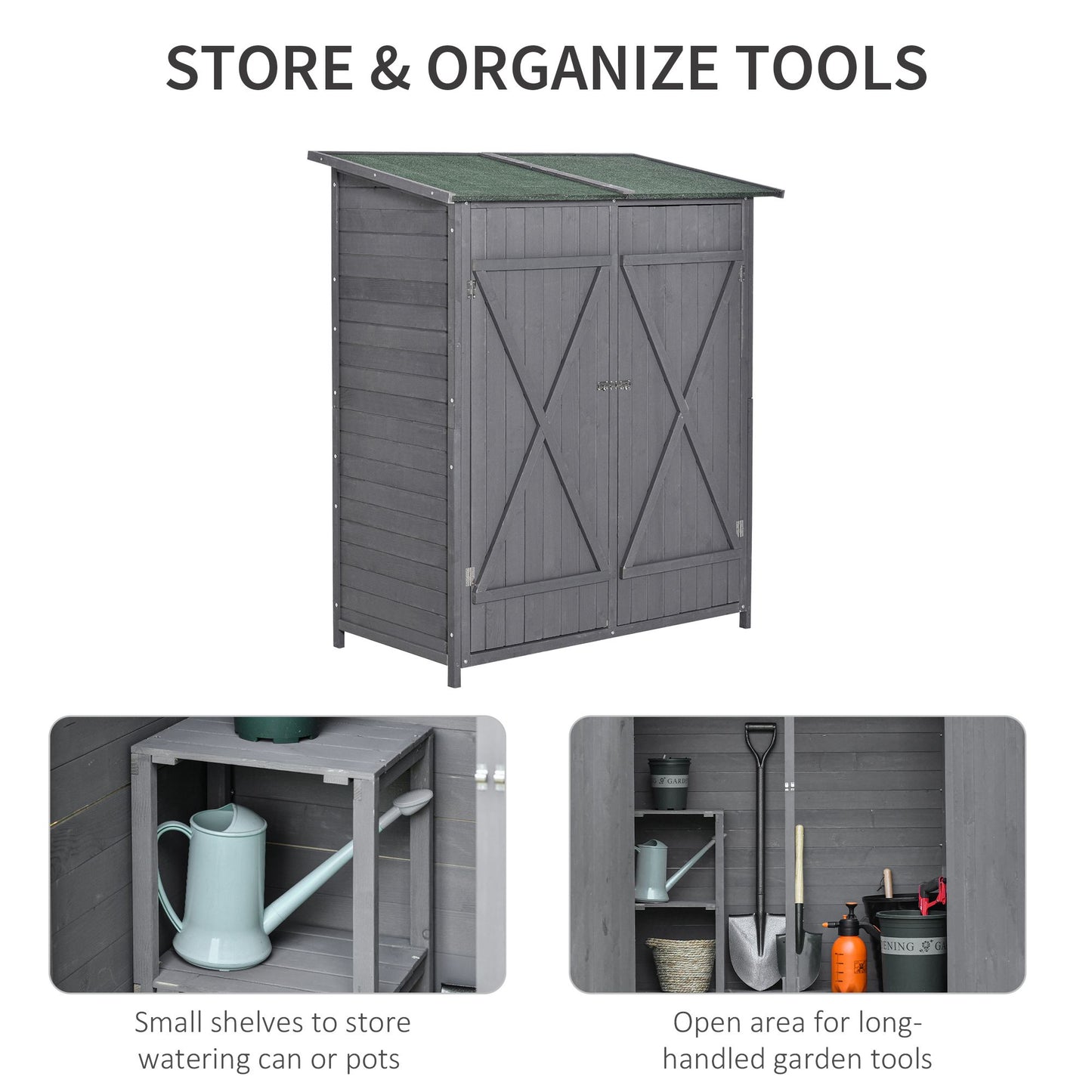 outsunny-wooden-garden-storage-shed-lockable-tool-cabinet-organizer-w-storage-table-double-door-139-x-75-x-160-cm-grey