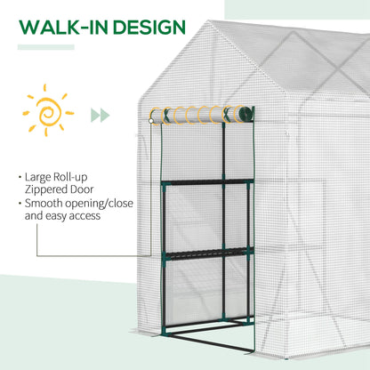 outsunny-walk-in-greenhouse-portable-gardening-plant-grow-house-with-2-tier-shelf-roll-up-zippered-door-and-pe-cover-143-x-143-x-195-cm