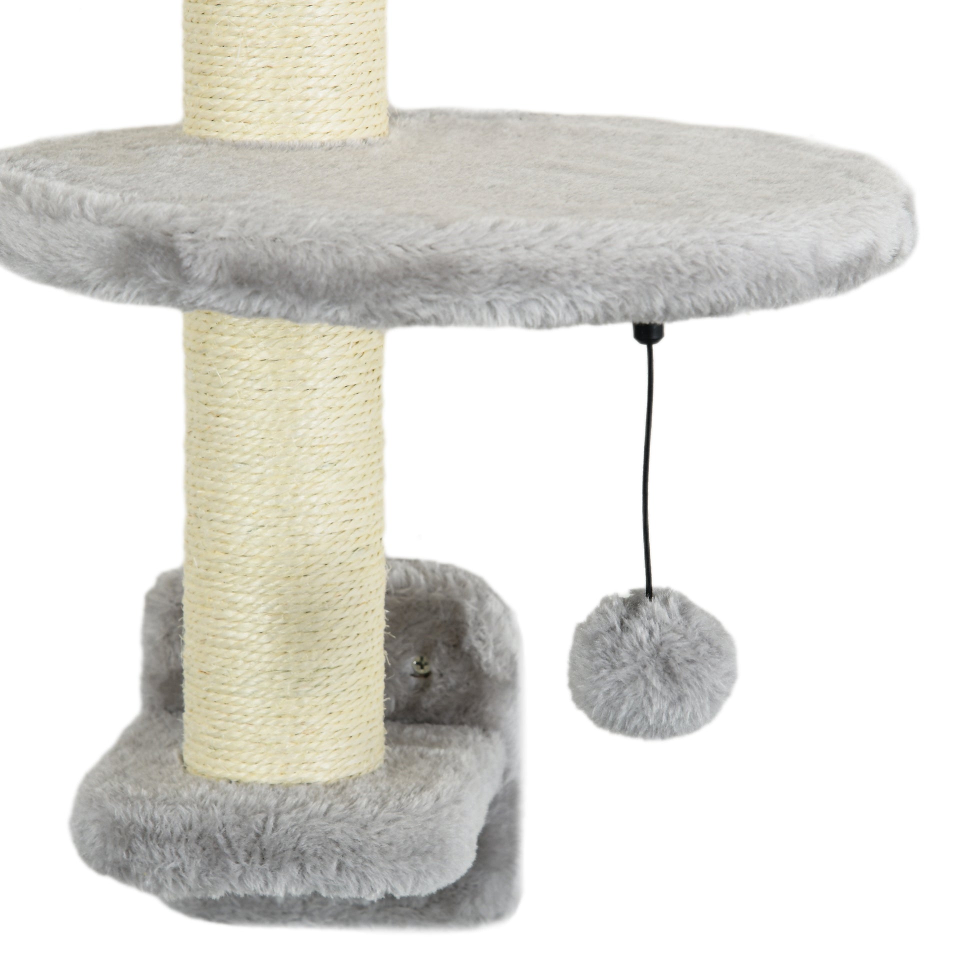 PawHut 3 Pcs Wall Mounted Cat Shelves, w/ Hammock, Jumping Platform, Ladder, Scratching Post, Cat Wall Furniture w/ Play Ball for Large Cats, Grey