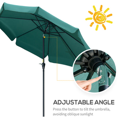 outsunny-2-66m-garden-parasol-umbrella-outdoor-market-table-umbrella-outdoor-sun-shade-with-ruffles-8-sturdy-ribs-green