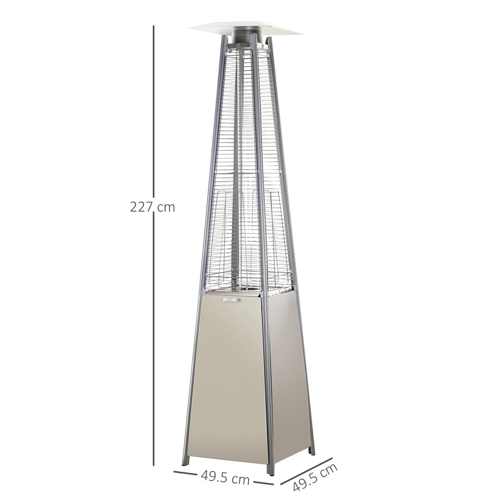 outsunny-10-5kw-stainless-steel-outdoor-garden-patio-pyramid-heating-propane-gas-real-flame-heater-warmer-glass-tube-w-wheels-and-rain-cover-silver