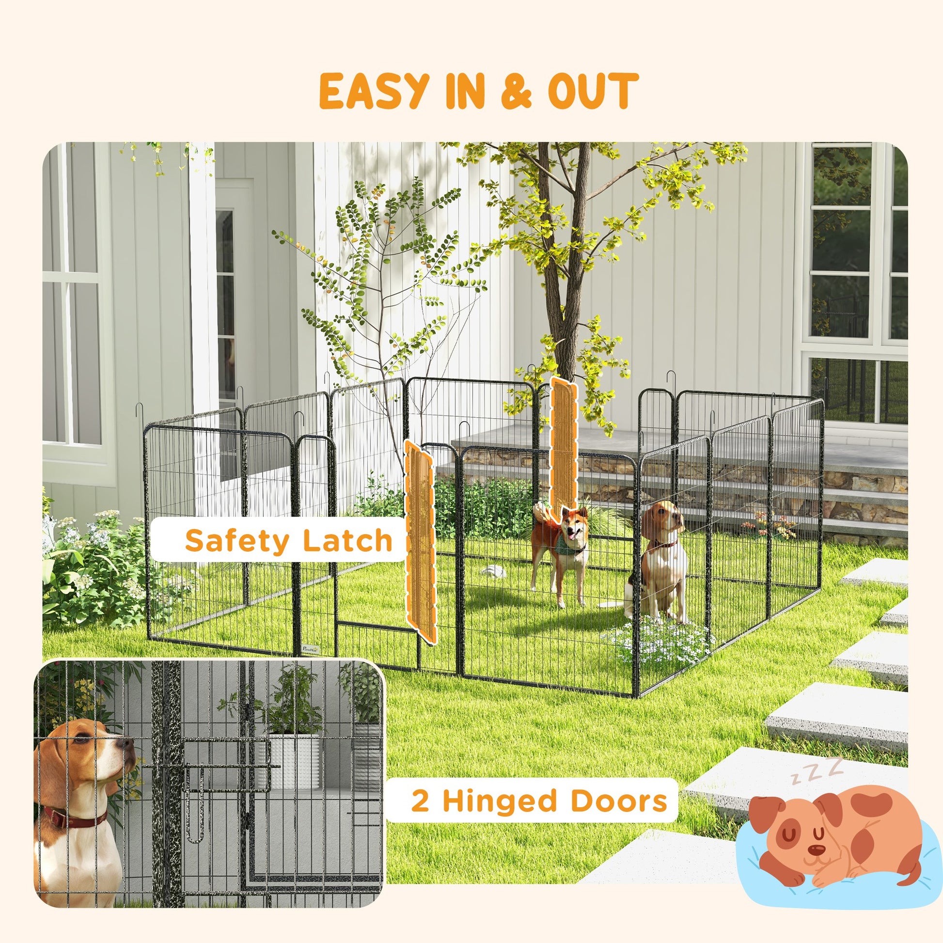 PawHut Heavy Duty Puppy Play Pen, 12 Panels Pet Exercise Pet, Pet Playpen for Small, Medium and Large Dogs