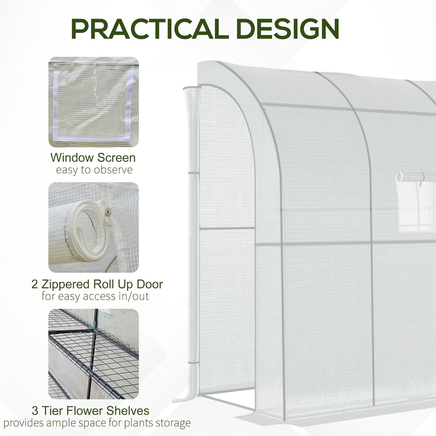 outsunny-walk-in-lean-to-wall-greenhouse-with-windows-and-doors-2-tiers-4-wired-shelves-200l-x-100w-x-213hcm-white