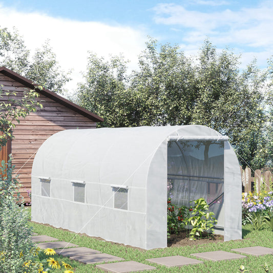 outsunny-4-5-x-2-x-2-m-large-galvanised-steel-frame-outdoor-poly-tunnel-garden-walk-in-patio-greenhouse-white