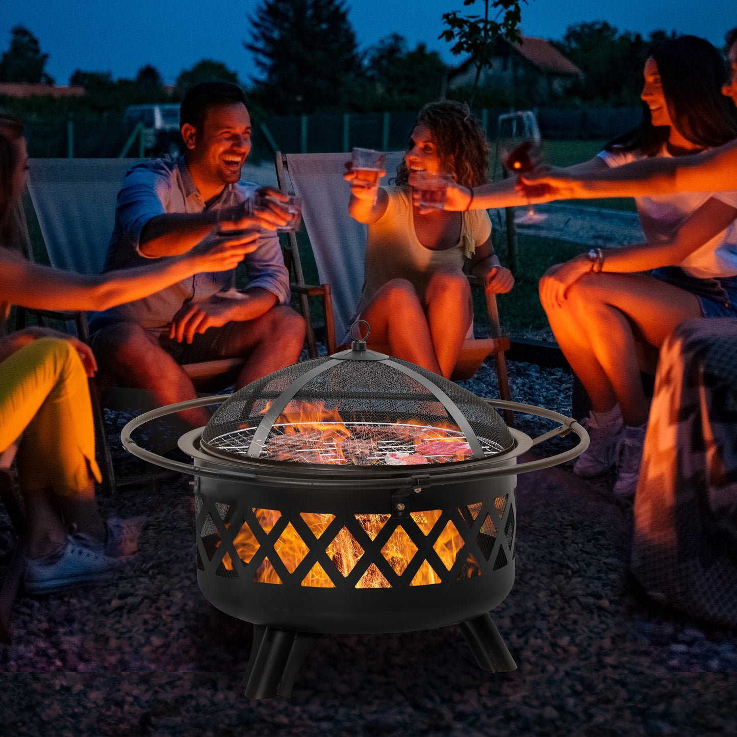 outsunny-2-in-1-outdoor-fire-pit-with-bbq-grill-patio-heater-log-wood-charcoal-burner-firepit-bowl-w-spark-screen-cover-poker-for-backyard-bonfire