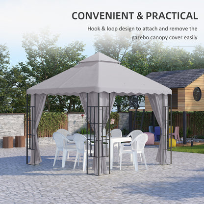 outsunny-3-x-3-m-gazebo-canopy-replacement-covers-2-tier-gazebo-roof-replacement-top-only-light-grey