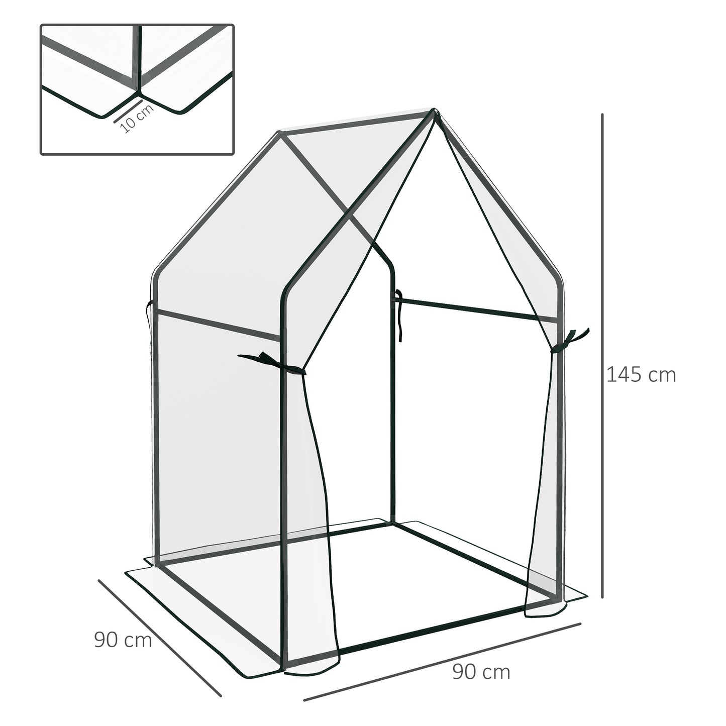 outsunny-mini-greenhouse-garden-tomato-growhouse-with-2-zipped-doors-portable-indoor-outdoor-green-house-90-x-90-x-145cm-clear