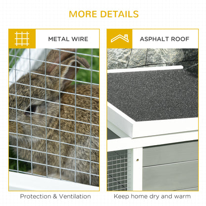 PawHut Indoor Outdoor Wooden Rabbit Hutch Small Animal Cage Pet Run Cover, with UV-resistant Asphalt roof and Water-repellent Paint