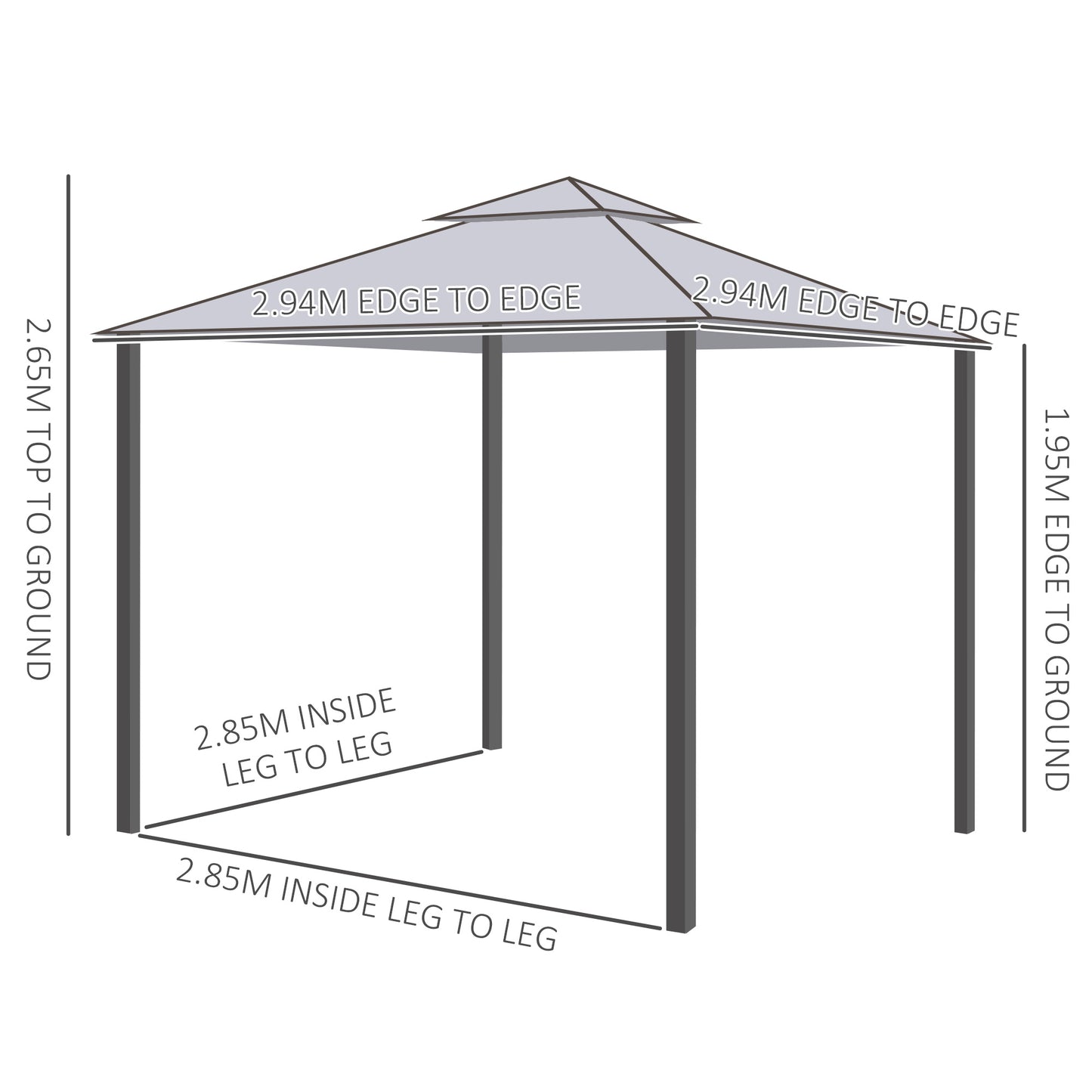 outsunny-3-x-3-meter-metal-gazebo-garden-outdoor-2-tier-roof-marquee-party-tent-canopy-pavillion-patio-shelter-with-netting-grey