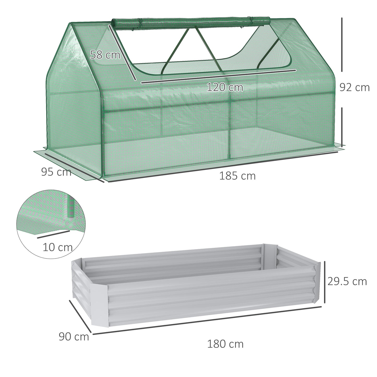 outsunny-raised-garden-bed-w-greenhouse-steel-planter-box-w-plastic-cover-roll-up-window-dual-use-for-flowers-herbs-185l-x-95w-x-92h-cm-green