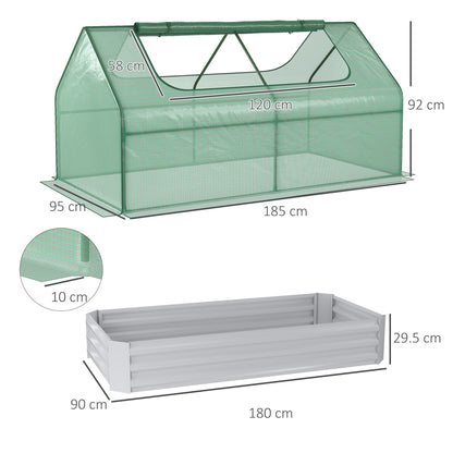 outsunny-raised-garden-bed-w-greenhouse-steel-planter-box-w-plastic-cover-roll-up-window-dual-use-for-flowers-herbs-185l-x-95w-x-92h-cm-green