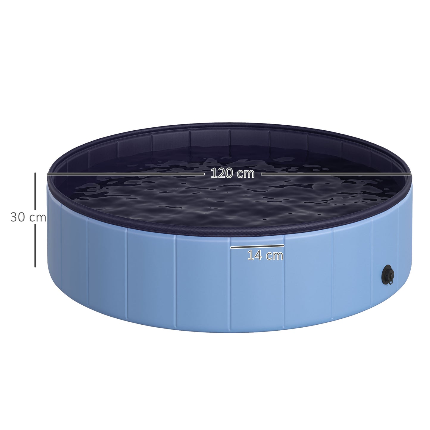 PawHut Pet Swimming Pool, Foldable, 120 cm Diameter-Blue