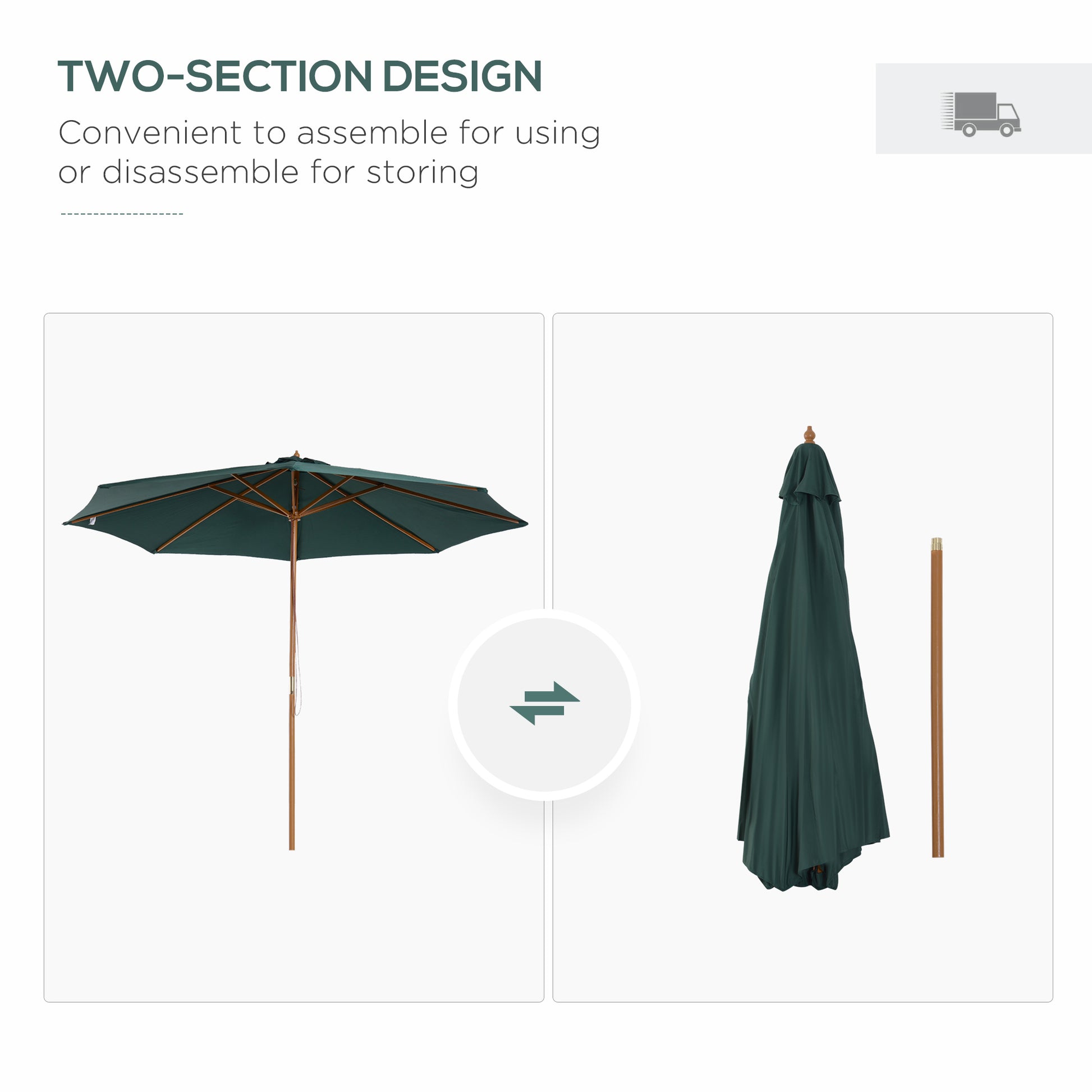 outsunny-3m-wooden-patio-umbrella-pulley-operated-garden-parasol-with-rope-pulley-mechanism-and-8-ribs-dark-green