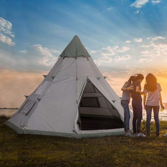 outsunny-6-men-tipi-tent-camping-teepee-family-tent-w-mesh-windows-zipped-door-carry-bag-easy-set-up-for-hiking-picnics-outdoor-night-green-grey