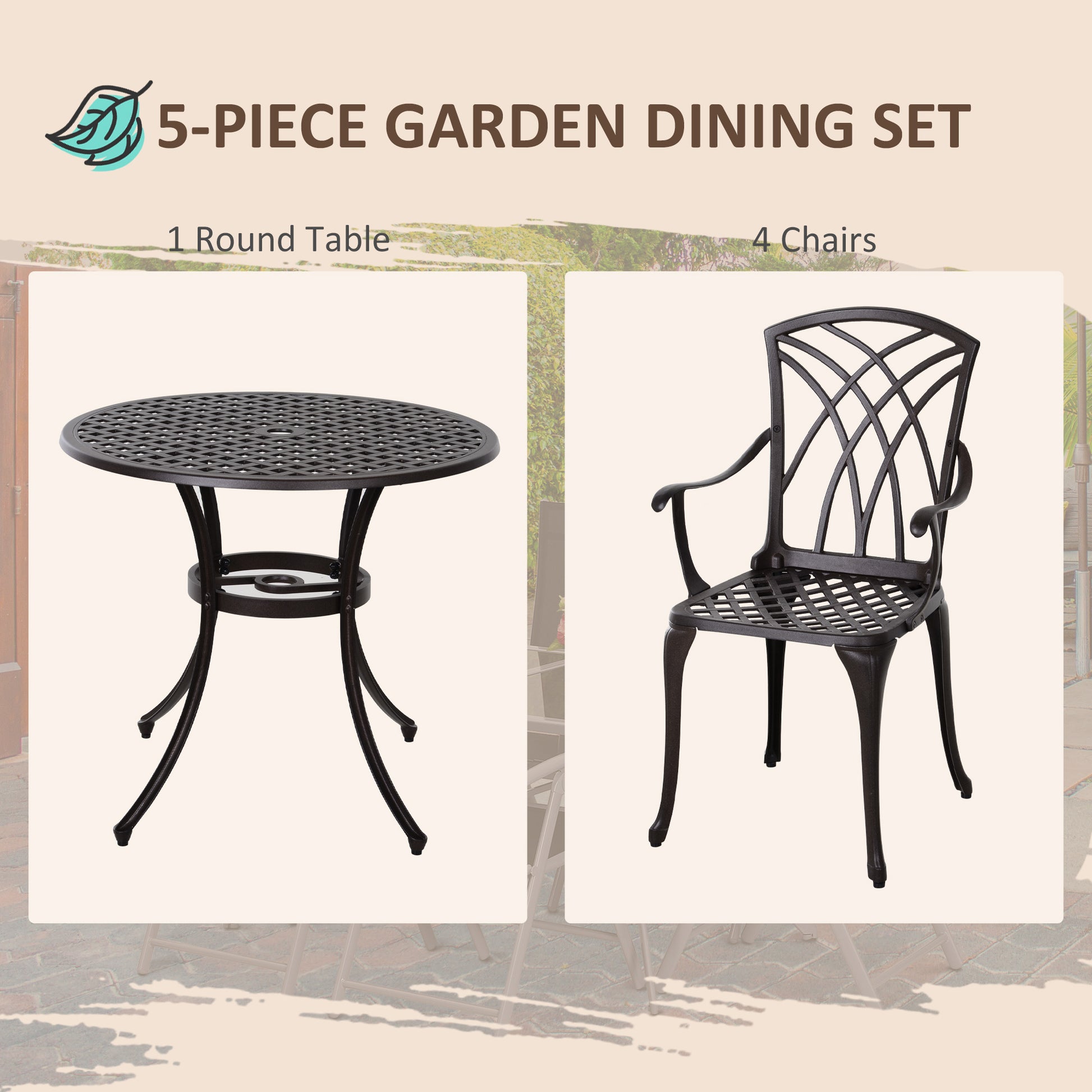 outsunny-cast-aluminium-4-seater-outdoor-garden-table-chair-set-brown