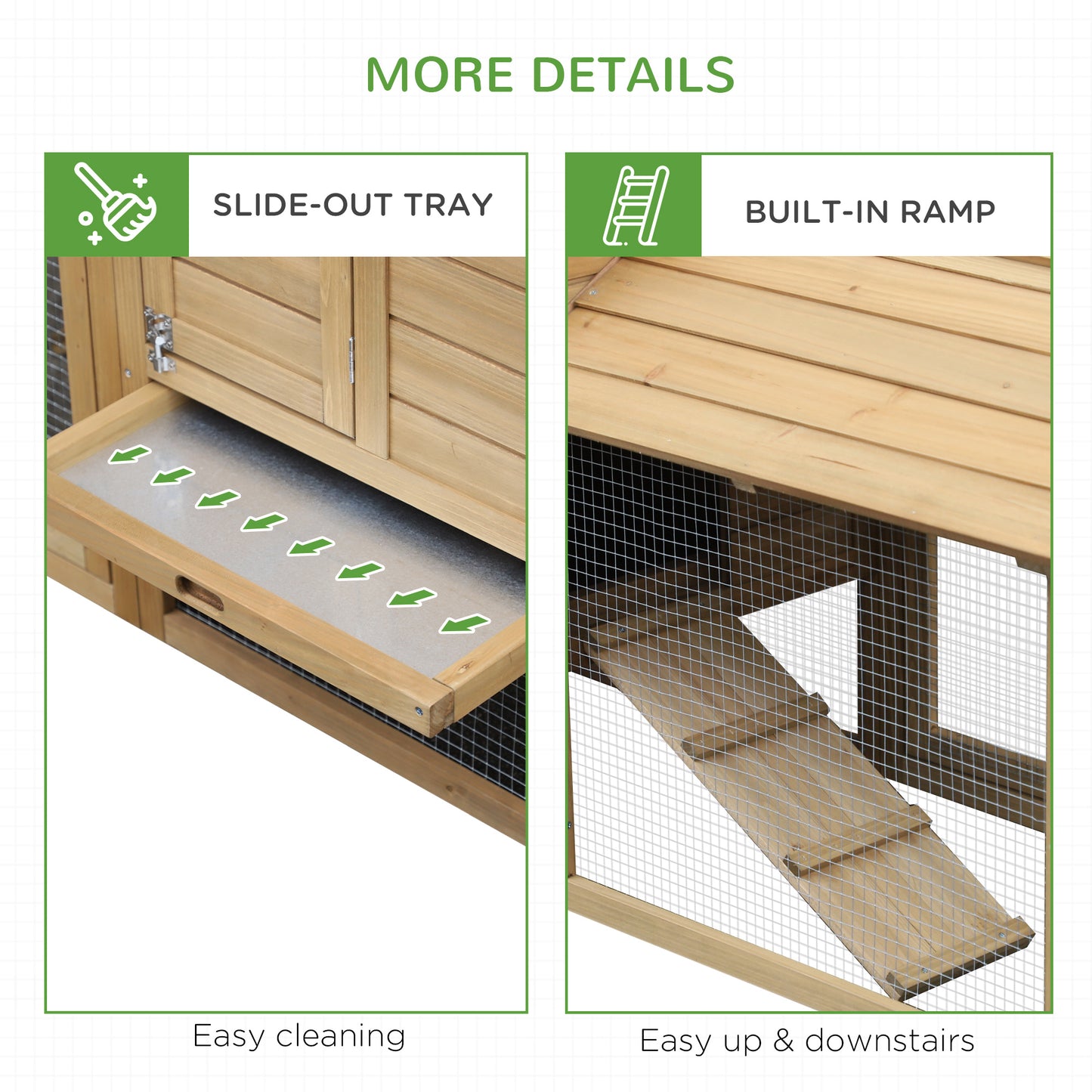 Pawhut Chicken Coop Hen Cage Small Animal Hutch Nesting Box w/Outdoor Run 150.5 x 54 x 87 cm