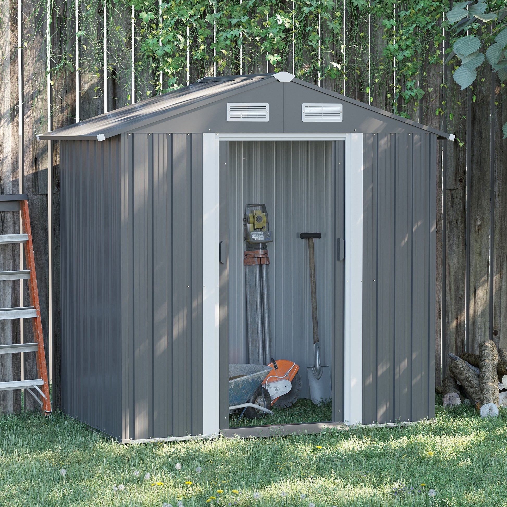 outsunny-6-4-x-3-6ft-garden-metal-storage-shed-w-double-sliding-door-and-air-vents-tool-storage-for-backyard-patio-lawn-grey