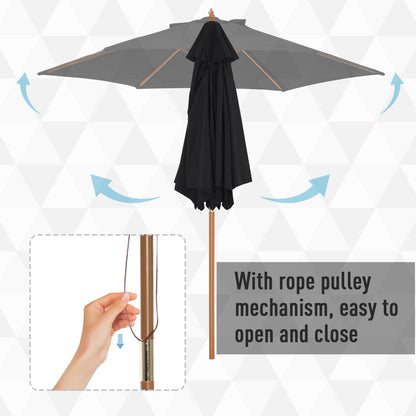 outsunny-2-5m-wood-garden-parasol-sun-shade-patio-outdoor-wooden-umbrella-canopy-black