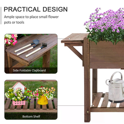 outsunny-wooden-plant-stand-wooden-planter-raised-garden-plant-stand-outdoor-tall-flower-bed-box-with-bottom-shelf-brown-123-x-54-x-74cm