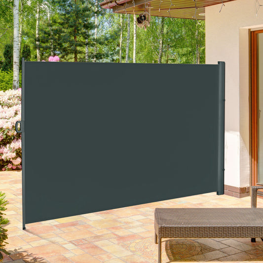 outsunny-3-x-2m-retractable-sun-side-awning-screen-fence-patio-garden-wall-balcony-screening-panel-outdoor-blind-privacy-divider-dark-grey