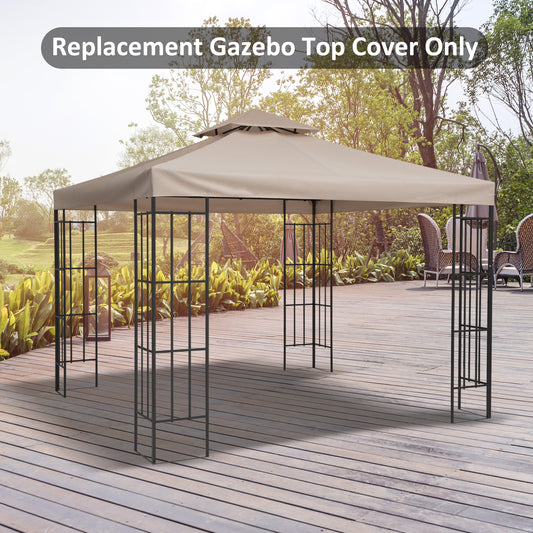 outsunny-3-x-3m-canopy-top-cover-for-double-tier-gazebo-gazebo-replacement-pavilion-roof-deep-beige-top-only