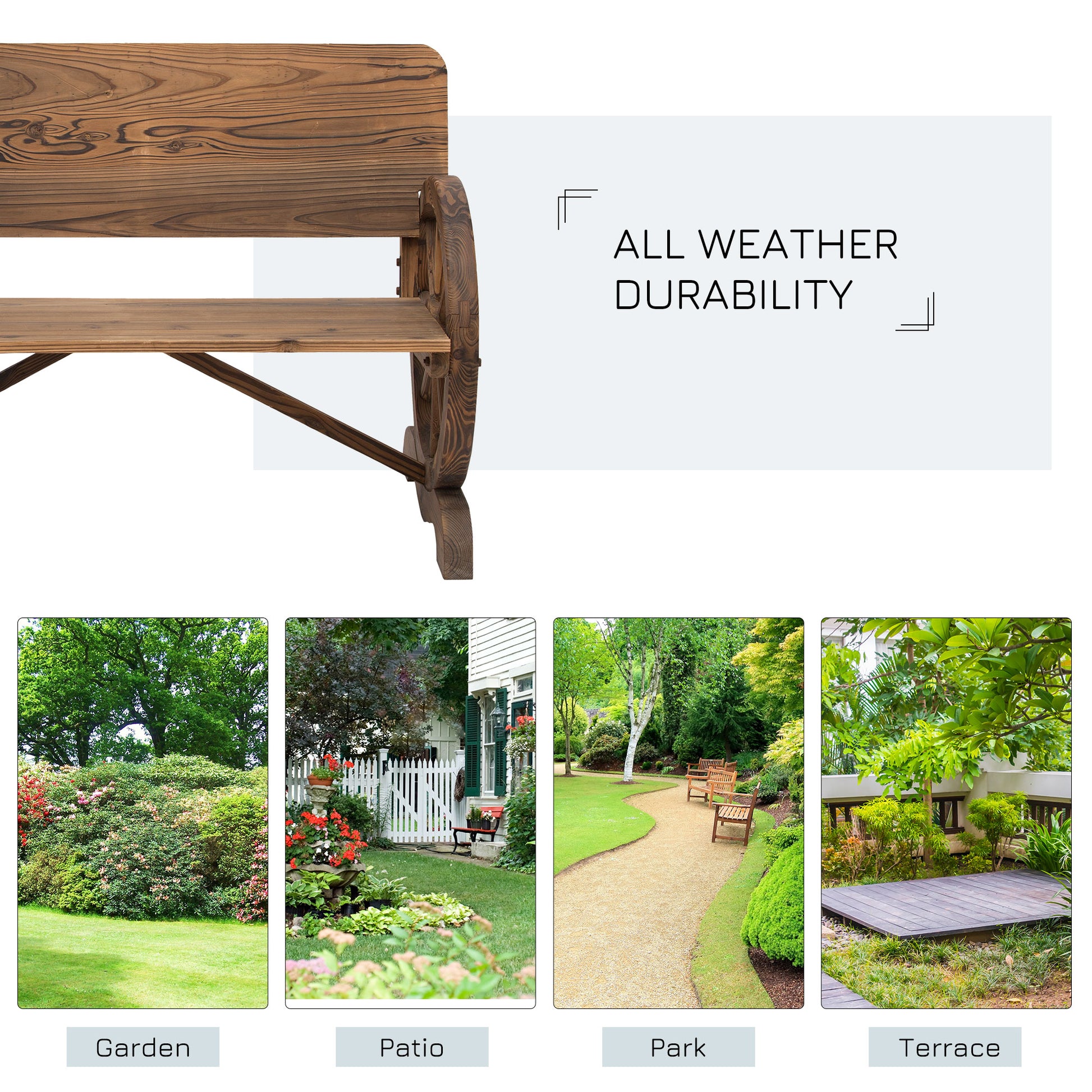 outsunny-wooden-cart-wagon-wheel-2-seater-garden-bench-outdoor-chair-rustic-high-back-loveseat-burnt-stained