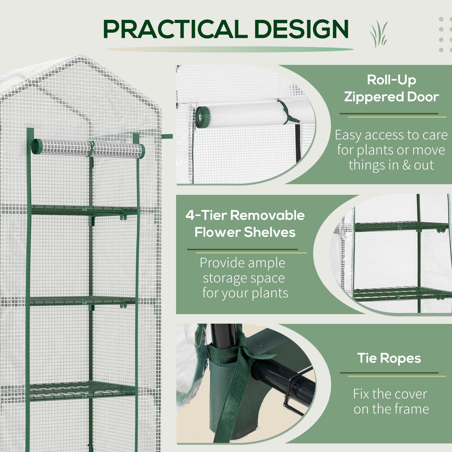 outsunny-4-tier-mini-greenhouse-portable-green-house-with-steel-frame-pe-cover-roll-up-door-70-x-50-x-160-cm-white