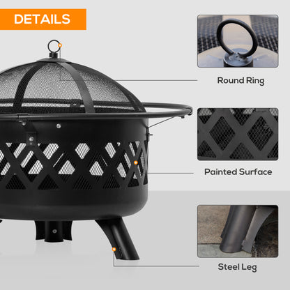 outsunny-2-in-1-outdoor-fire-pit-with-bbq-grill-patio-heater-log-wood-charcoal-burner-firepit-bowl-w-spark-screen-cover-poker-for-backyard-bonfire