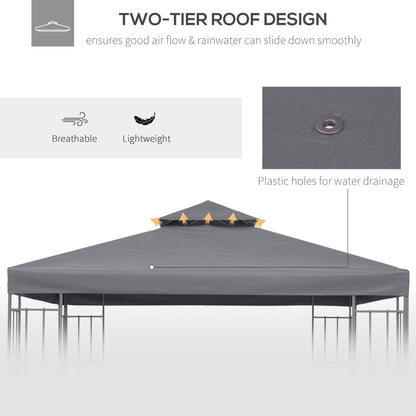 outsunny-3-x-3m-gazebo-canopy-roof-top-replacement-cover-spare-part-deep-grey-top-only