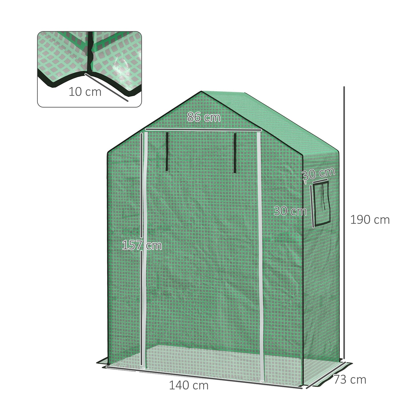 outsunny-greenhouse-cover-replacement-walk-in-pe-hot-house-cover-with-roll-up-door-and-windows-140-x-73-x-190cm-green