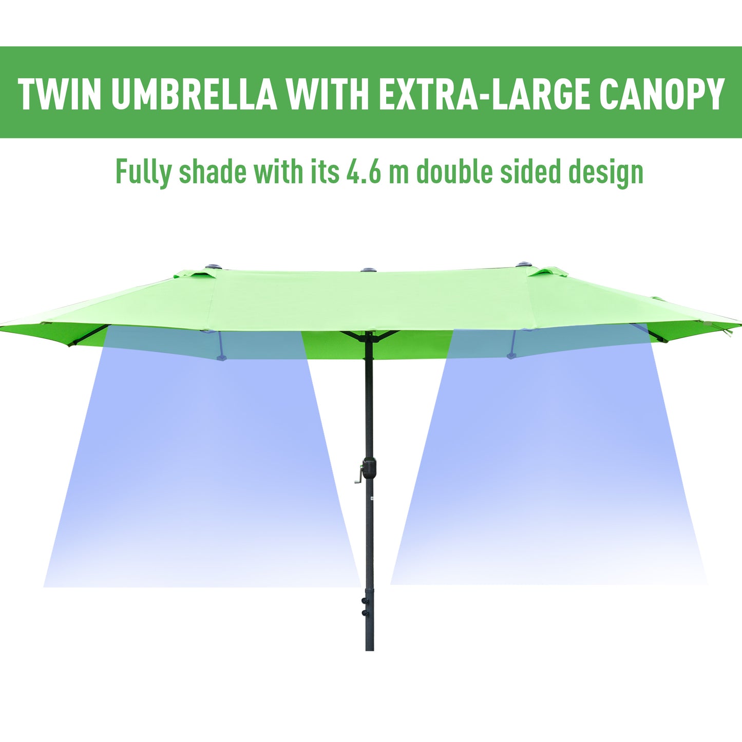 outsunny-4-6m-garden-parasol-double-sided-sun-umbrella-patio-market-shelter-canopy-shade-outdoor-with-cross-base-green