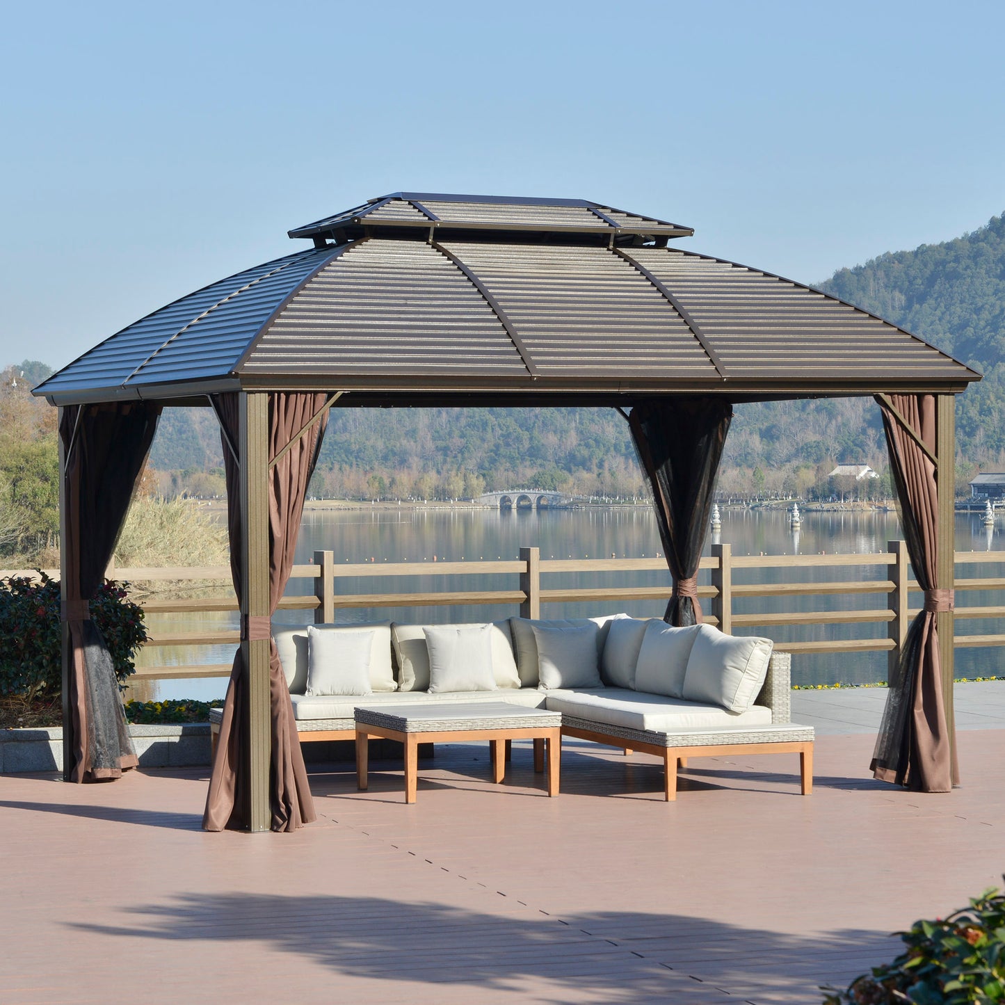 outsunny-3-65-x-3m-hardtop-steel-gazebo-canopy-for-patio-heavy-duty-outdoor-pavilion-with-aluminum-alloy-frame-double-roof-brown