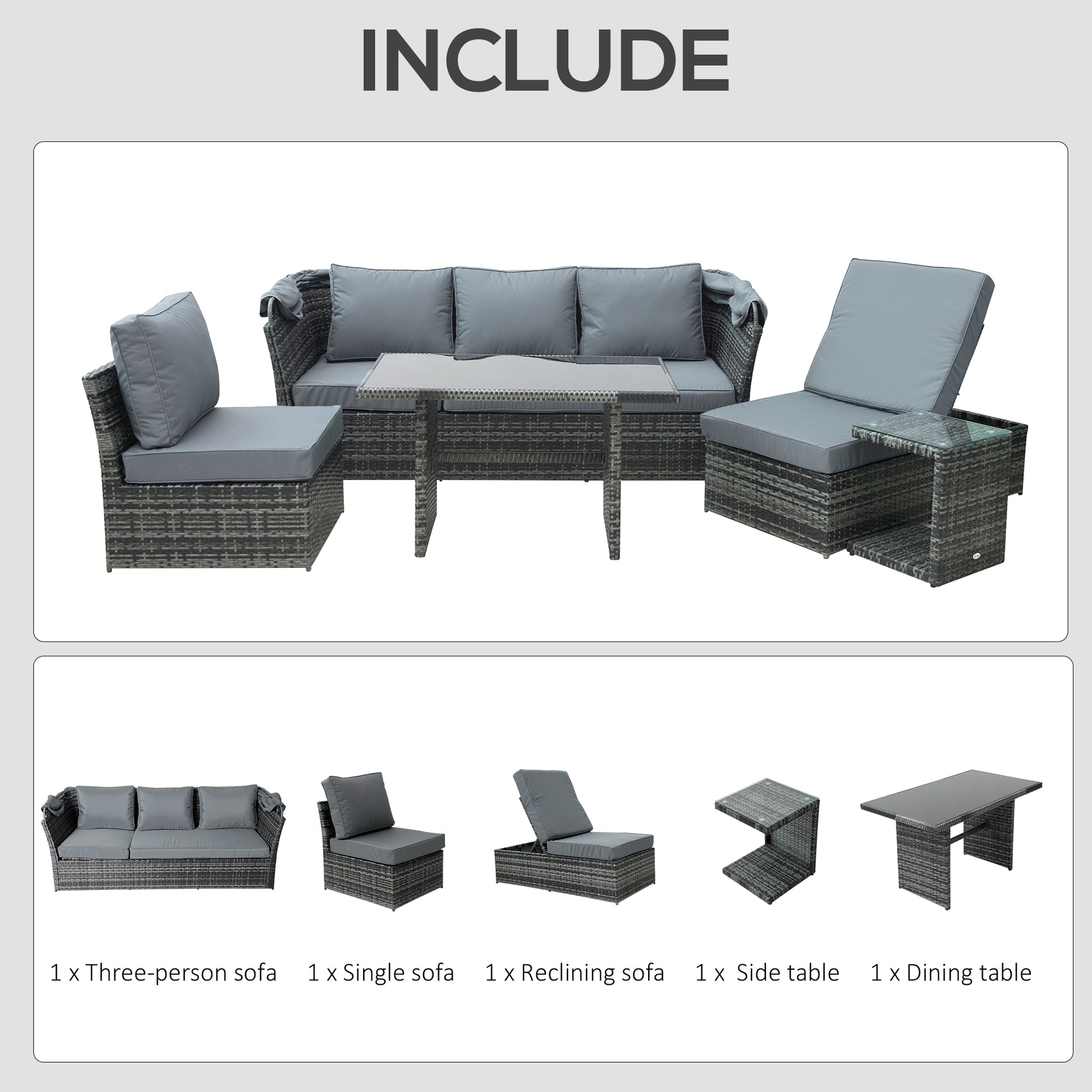 outsunny-5-seater-outdoor-rattan-garden-sofa-sets-reclining-sofa-adjustable-canopy-side-dining-table-set-mixed-grey