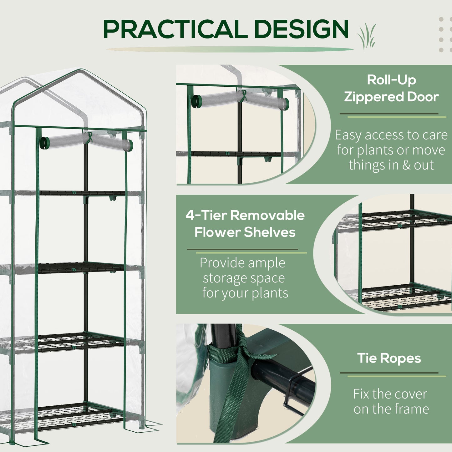 outsunny-4-tiers-mini-portable-greenhouse-plant-grow-shed-metal-frame-transparent-clear-cover-160h-x-70l-x-50wcm