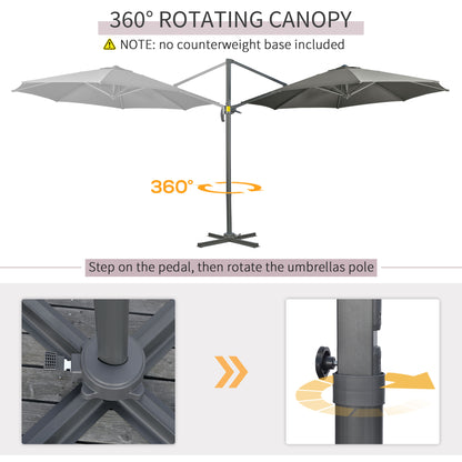 outsunny-3-x-3m-cantilever-parasol-with-cross-base-garden-umbrella-with-360-rotation-crank-handle-and-tilt-for-outdoor-patio-grey