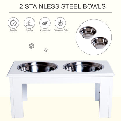 Pawhut Stainless Steel Pet Feeder, 58.4Lx30.5Wx25.4H cm-White