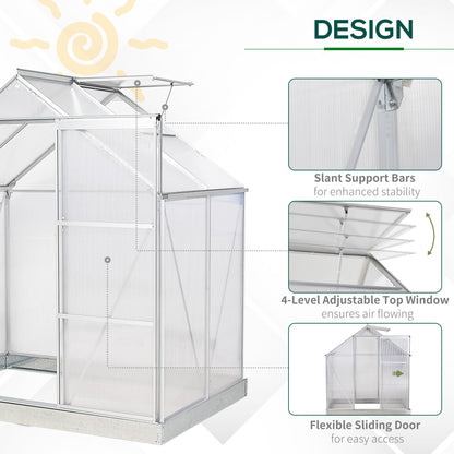 outsunny-walk-in-greenhouse-polycarbonate-panels-aluminium-frame-w-sliding-door-adjustable-window-inner-area-plant-flower-grow-6-x-4-ft