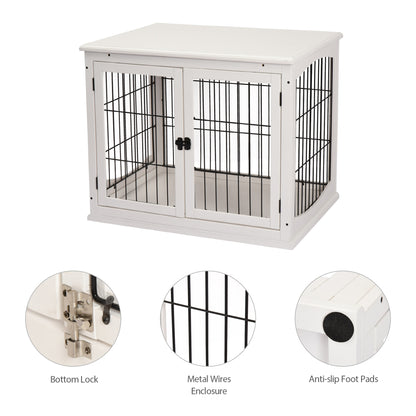 PawHut MDF 3-Door Small Indoor Pet Cage White