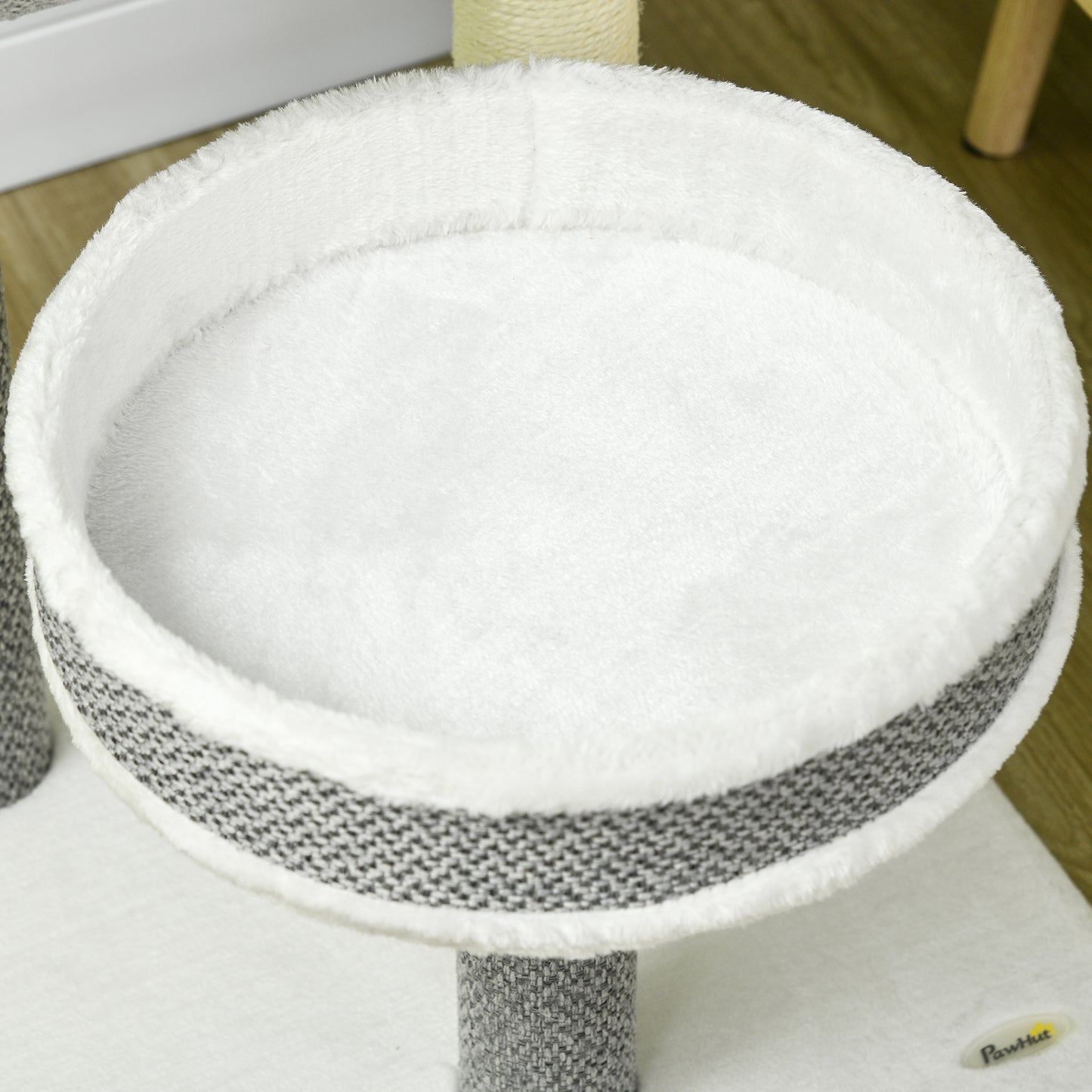 PawHut Cat Tree for Indoor Cats with Scratching Post, Bed, Tunnel, Toy Ball, 48 x 48 x 73 cm, White