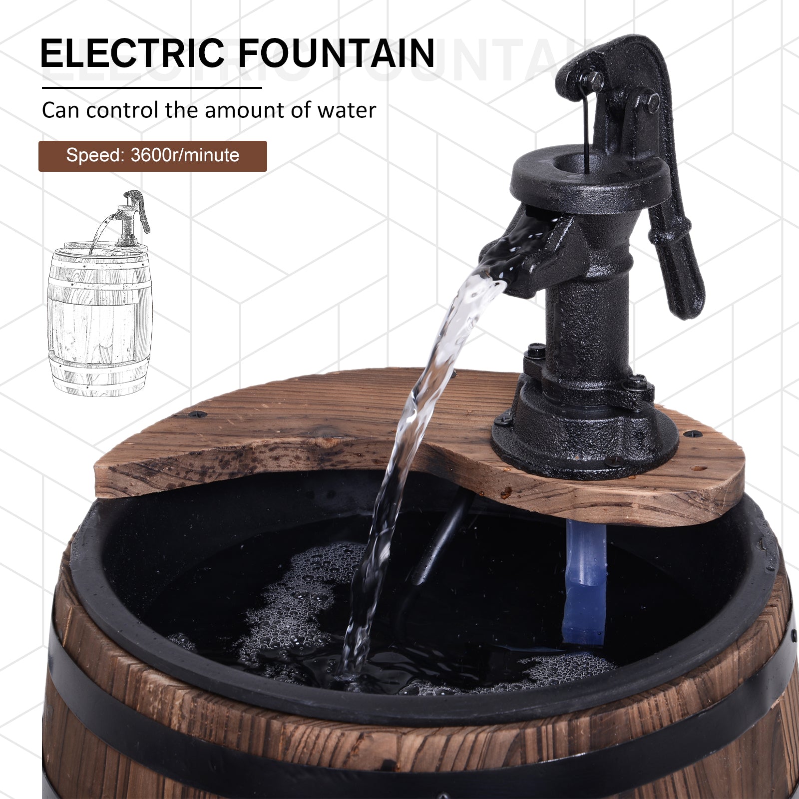 outsunny-wood-barrel-patio-water-fountain-electric-pump-garden-decorative-ornament-with-flower-planter-decor