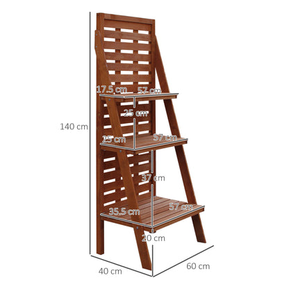 outsunny-solid-wood-three-tier-plant-rack-outdoor-organiser-unit-flower-herb-stand-ladder-design-storage-holder