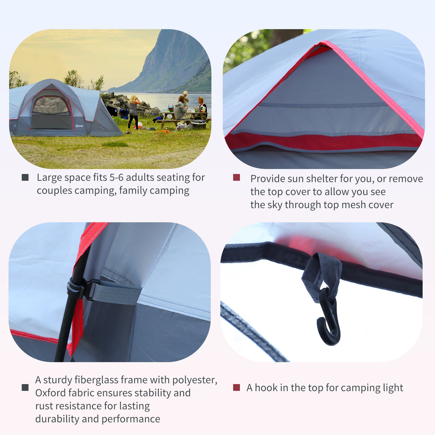 outsunny-5-6-man-dome-camping-tent-hiking-shelter-uv-protection-water-resistant-tunnel-sun-shade-grey